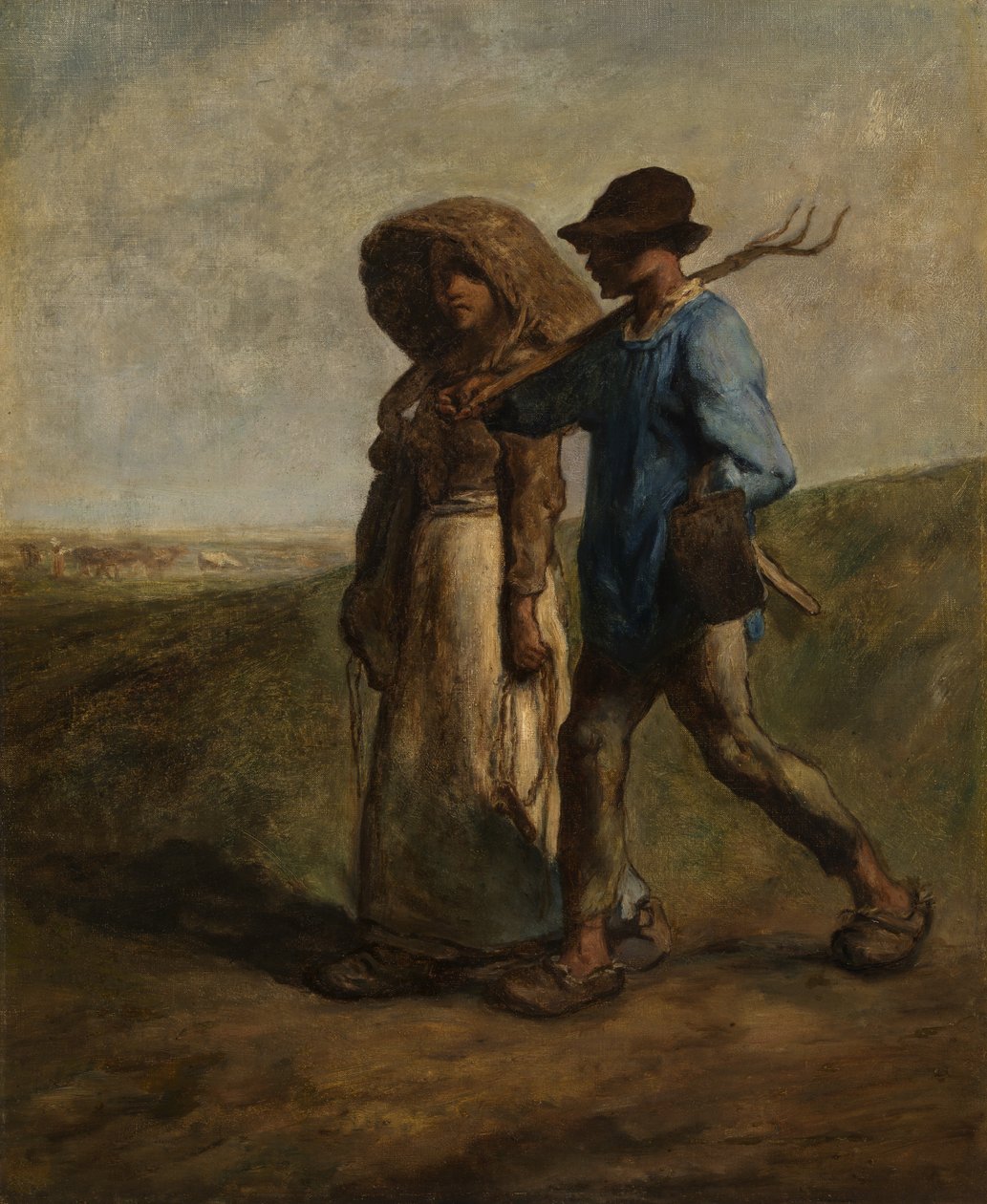 Indo para o trabalho, c.1850-51 (óleo sobre tela) de Jean Francois Millet