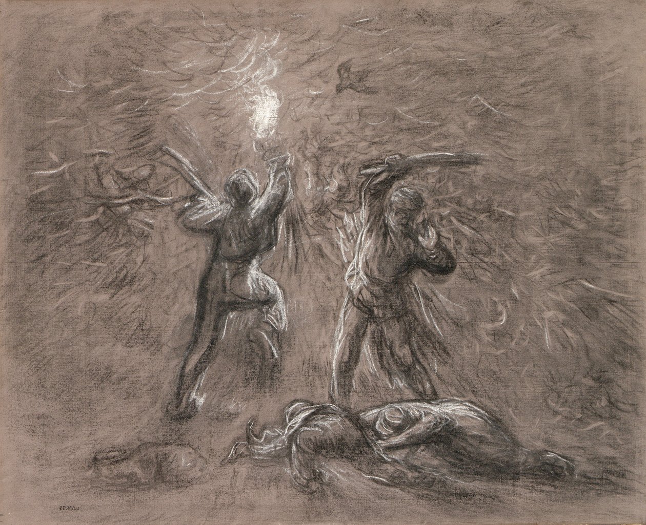 Hunting Birds por Torchlight de Jean Francois Millet