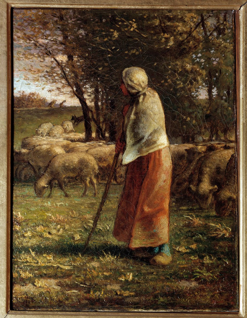 La petite bergere Pintura de Jean Francois Millet (1814-1875) Sol do século XIX. 0,32x0,25 m Paris, musee d