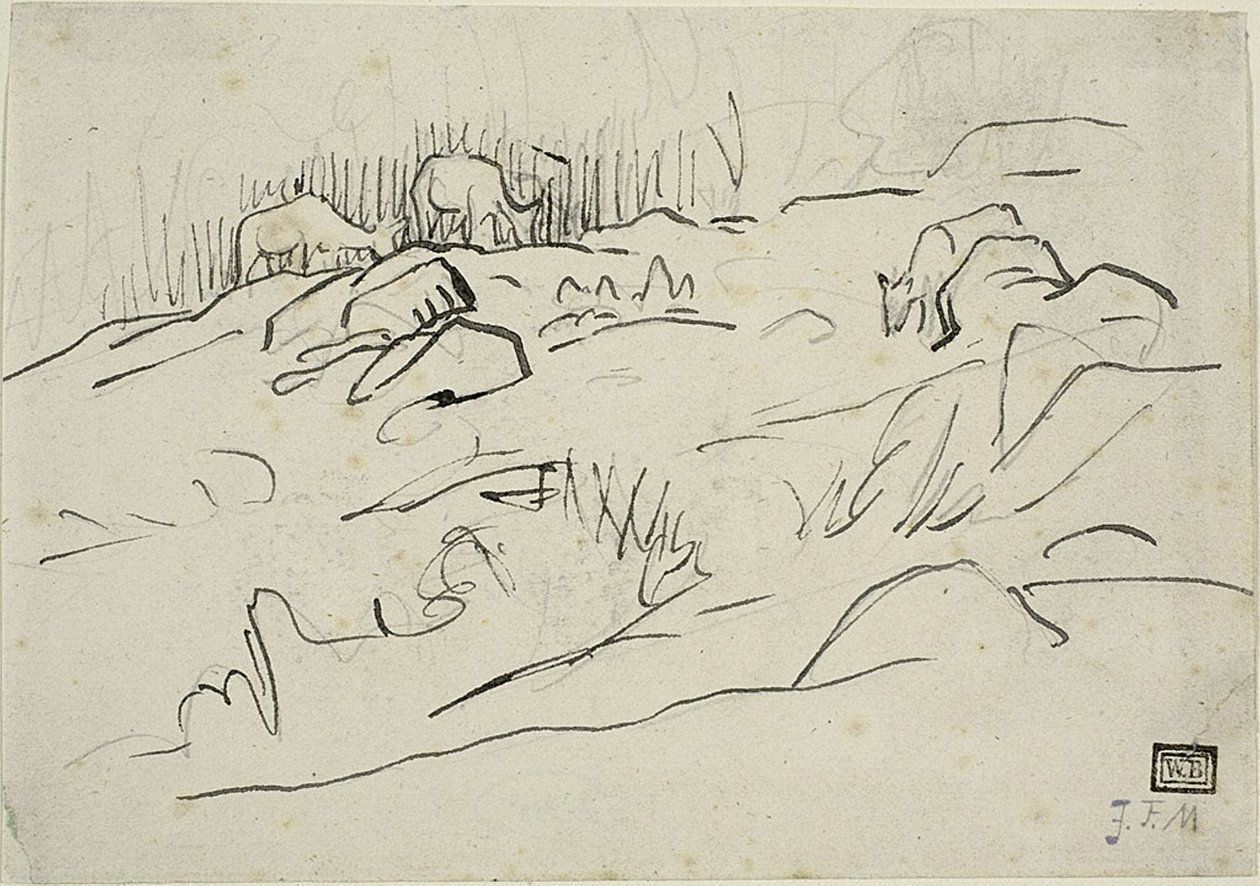 Paisagem com gado de Jean Francois Millet