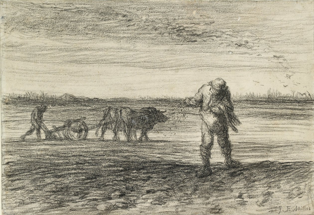 Lavoura humana e outra semeadura, 1849-1852 de Jean Francois Millet