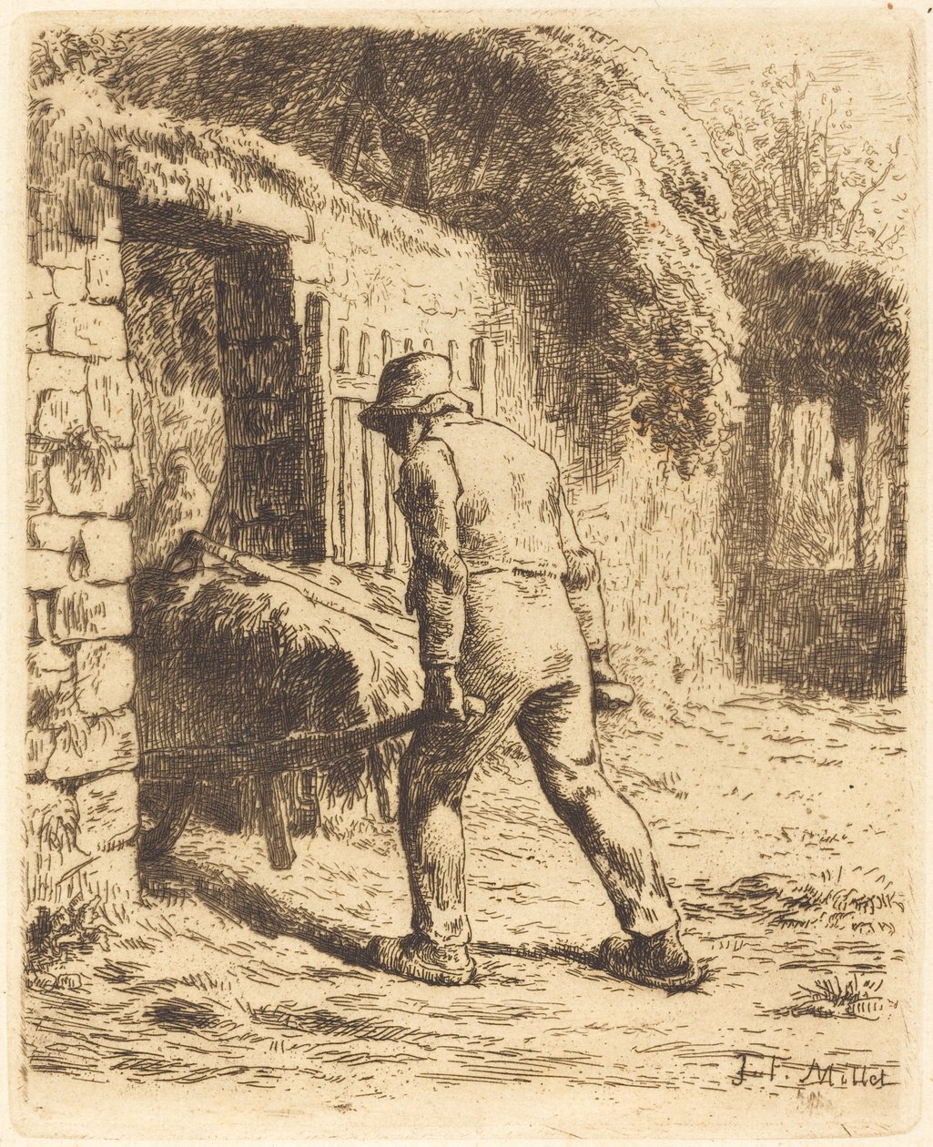 Homem com carrinho de mão (O camponês voltando do esterco) de Jean Francois Millet