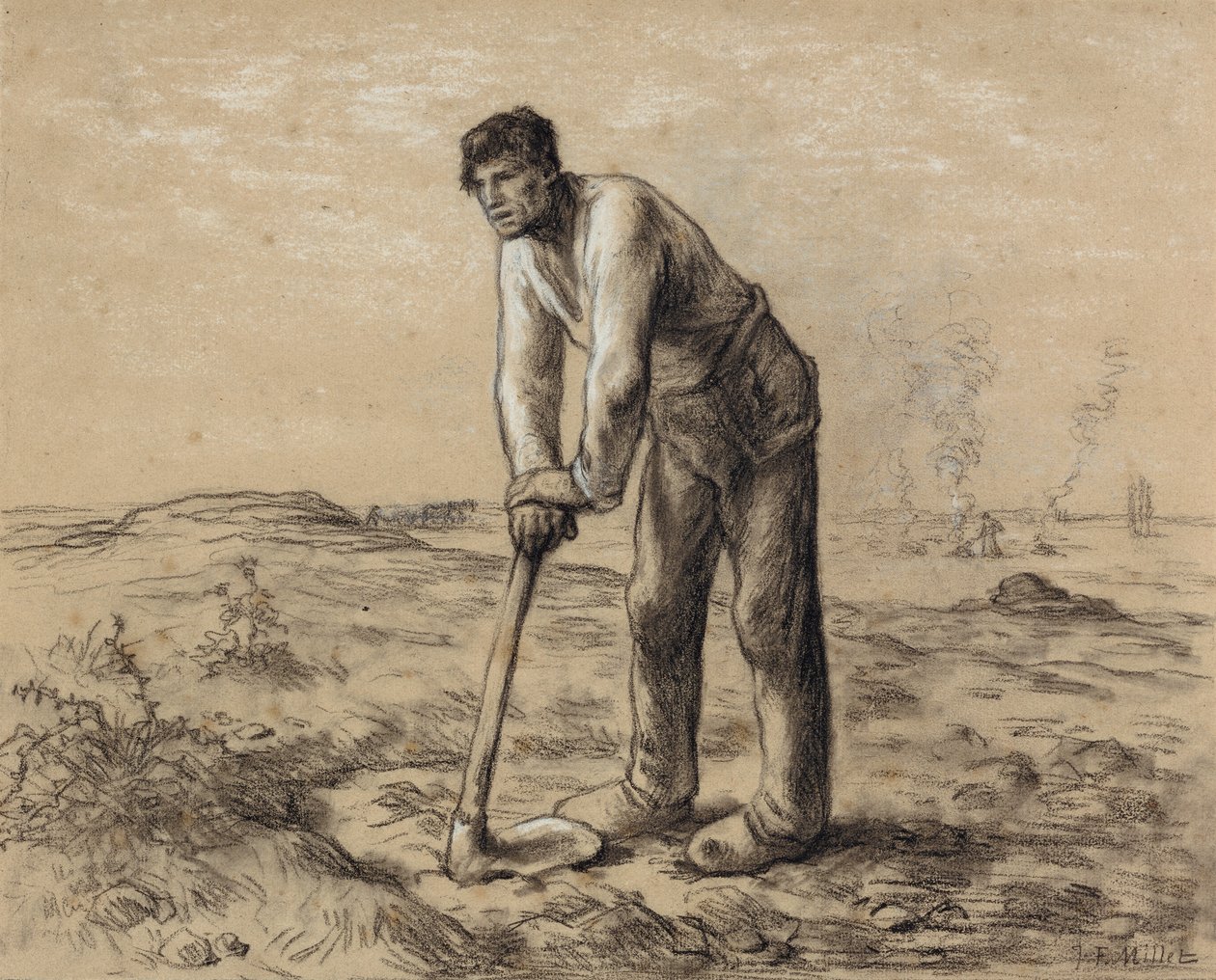 Homem com uma enxada, c.1860-62 de Jean Francois Millet