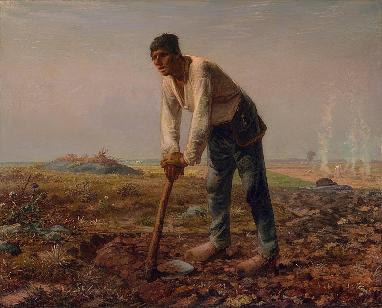 Homem com uma picareta. 1860-1862 de Jean Francois Millet