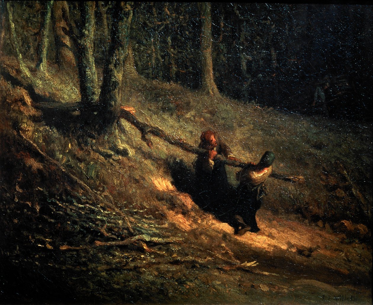 Camponês-meninas com mato Les Charbonnieres, c1852 de Jean Francois Millet