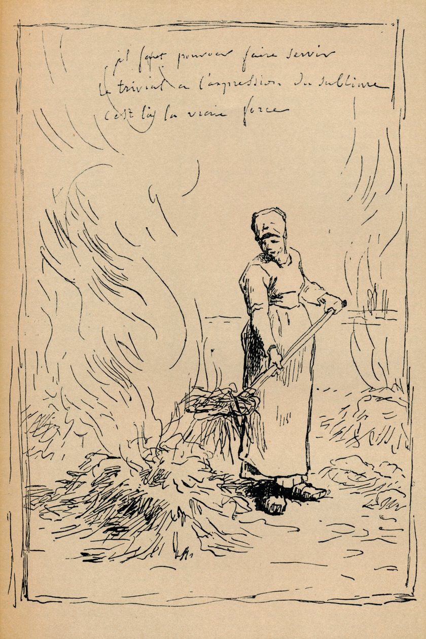 Camponês Queimando Ervas Daninhas, Século XIX de Jean Francois Millet