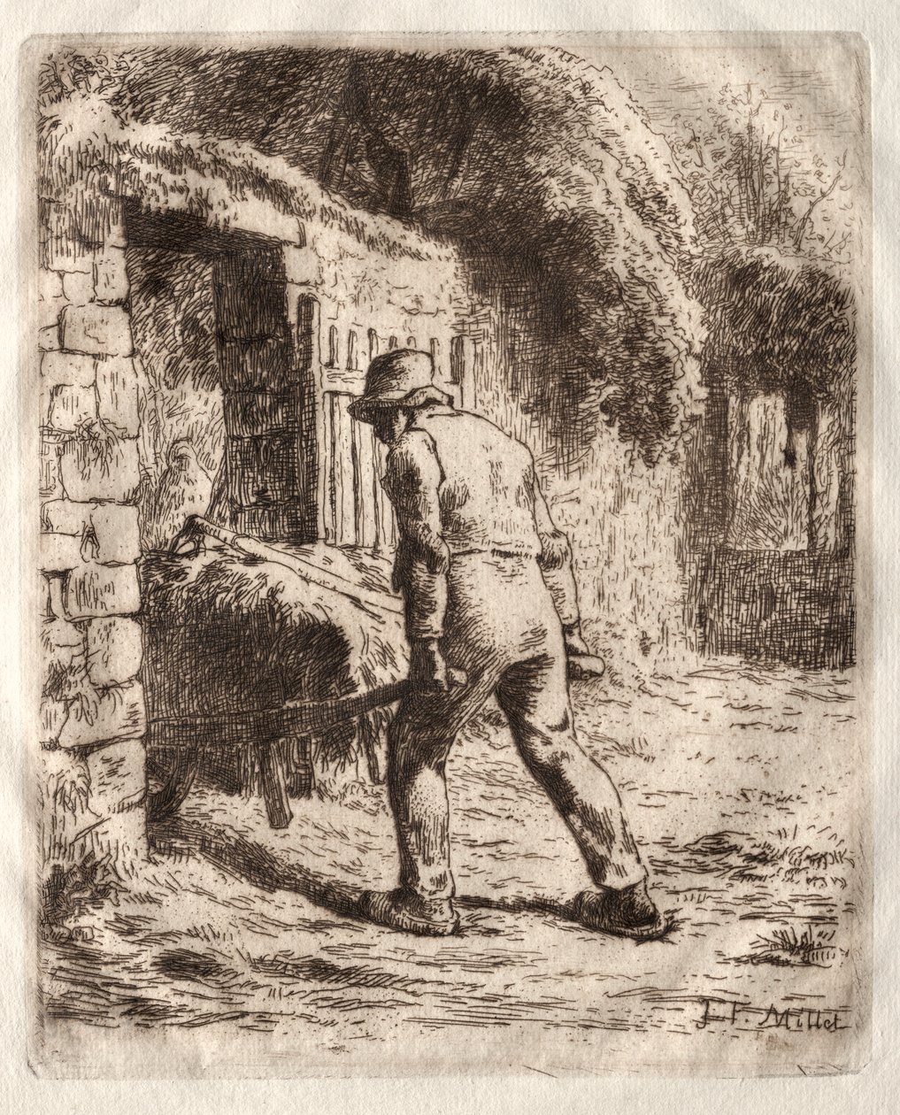 Camponês com um carrinho de mão de Jean-Francois Millet