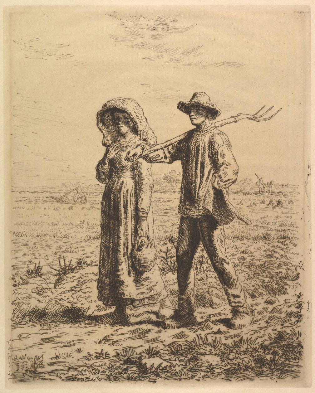 Camponeses indo para o trabalho, 1863. de Jean Francois Millet