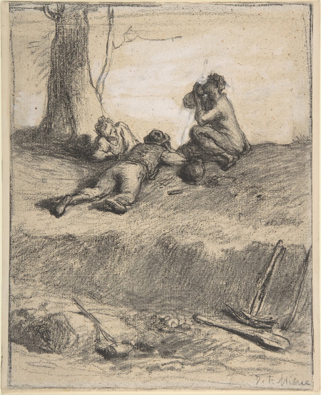Roadworkers no almoço, ca. 1850-52. de Jean Francois Millet