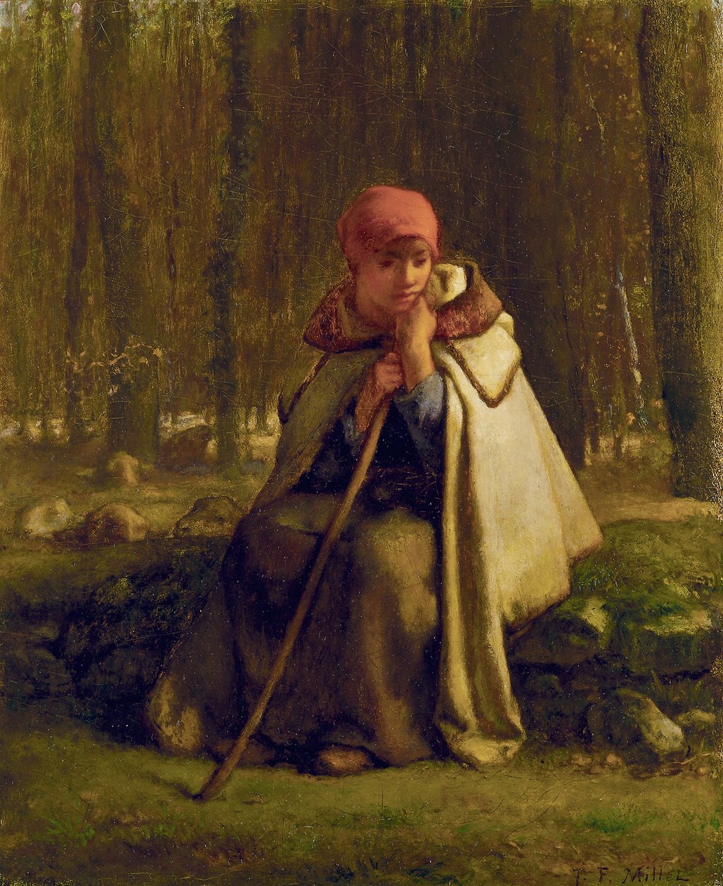 Pastora Sentada, c.1852 de Jean Francois Millet