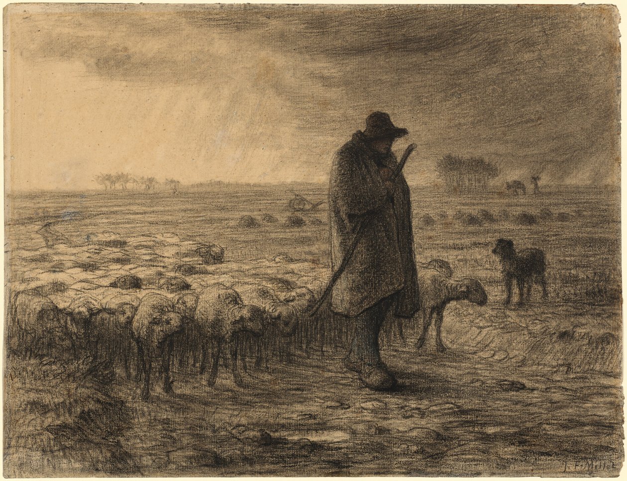 Pastor retornando com seu rebanho de Jean Francois Millet