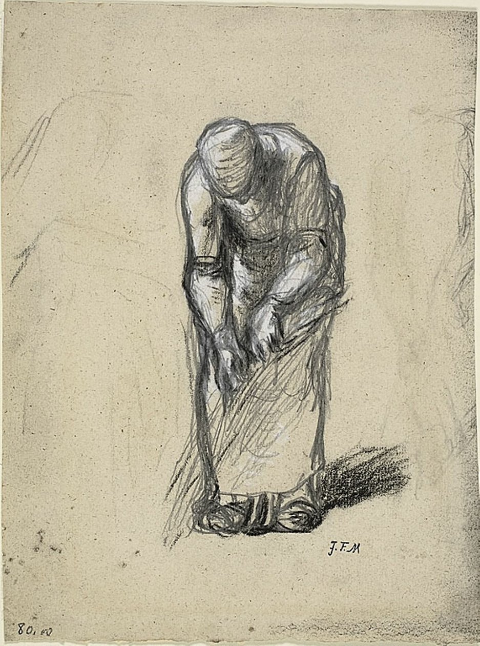 Estudo para puxar o linho de Jean Francois Millet