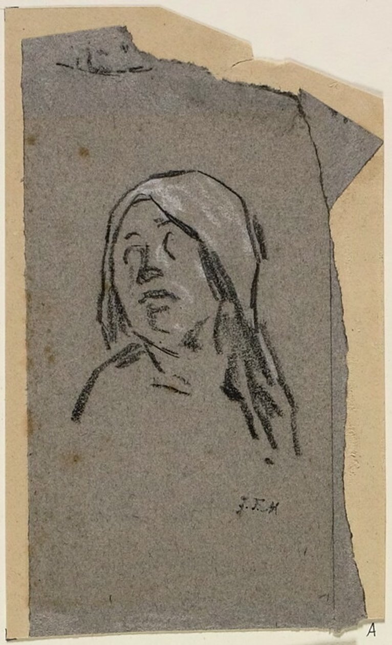 Estudo da cabeça de uma mulher de Jean Francois Millet