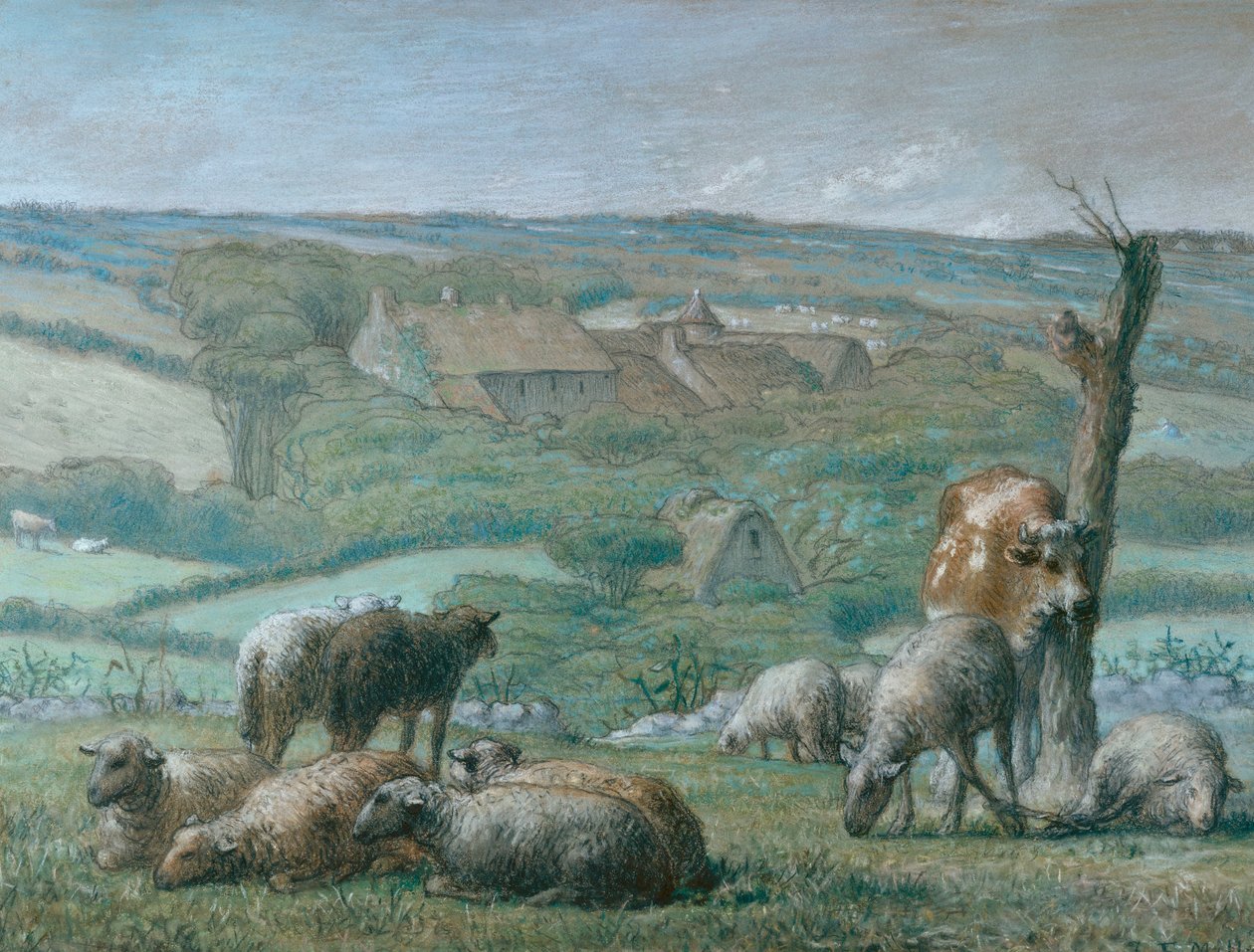 A fazenda em Lieu-Bailly, 1871 de Jean Francois Millet