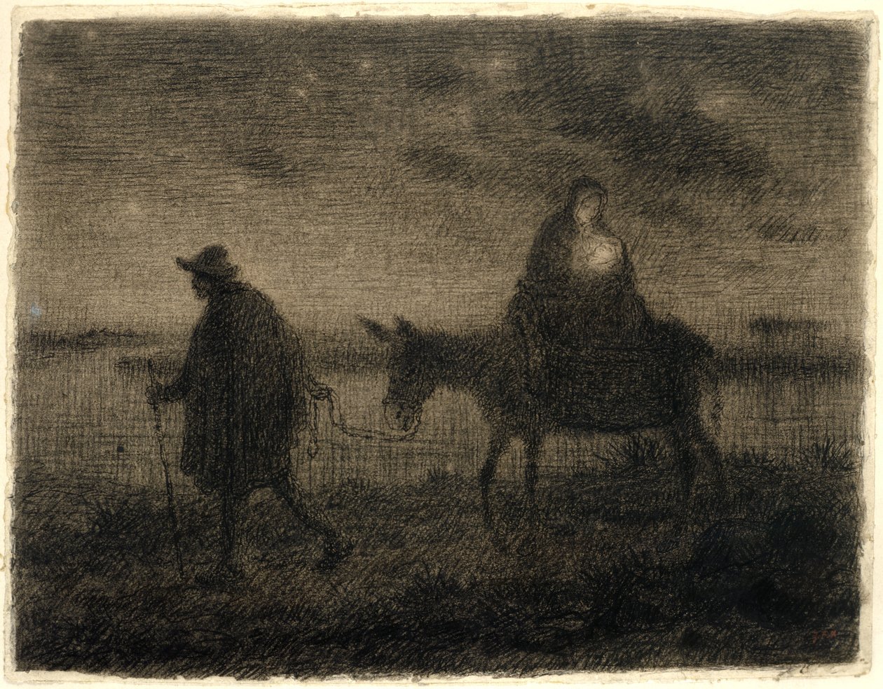 A fuga para o Egito, c.1864 de Jean Francois Millet
