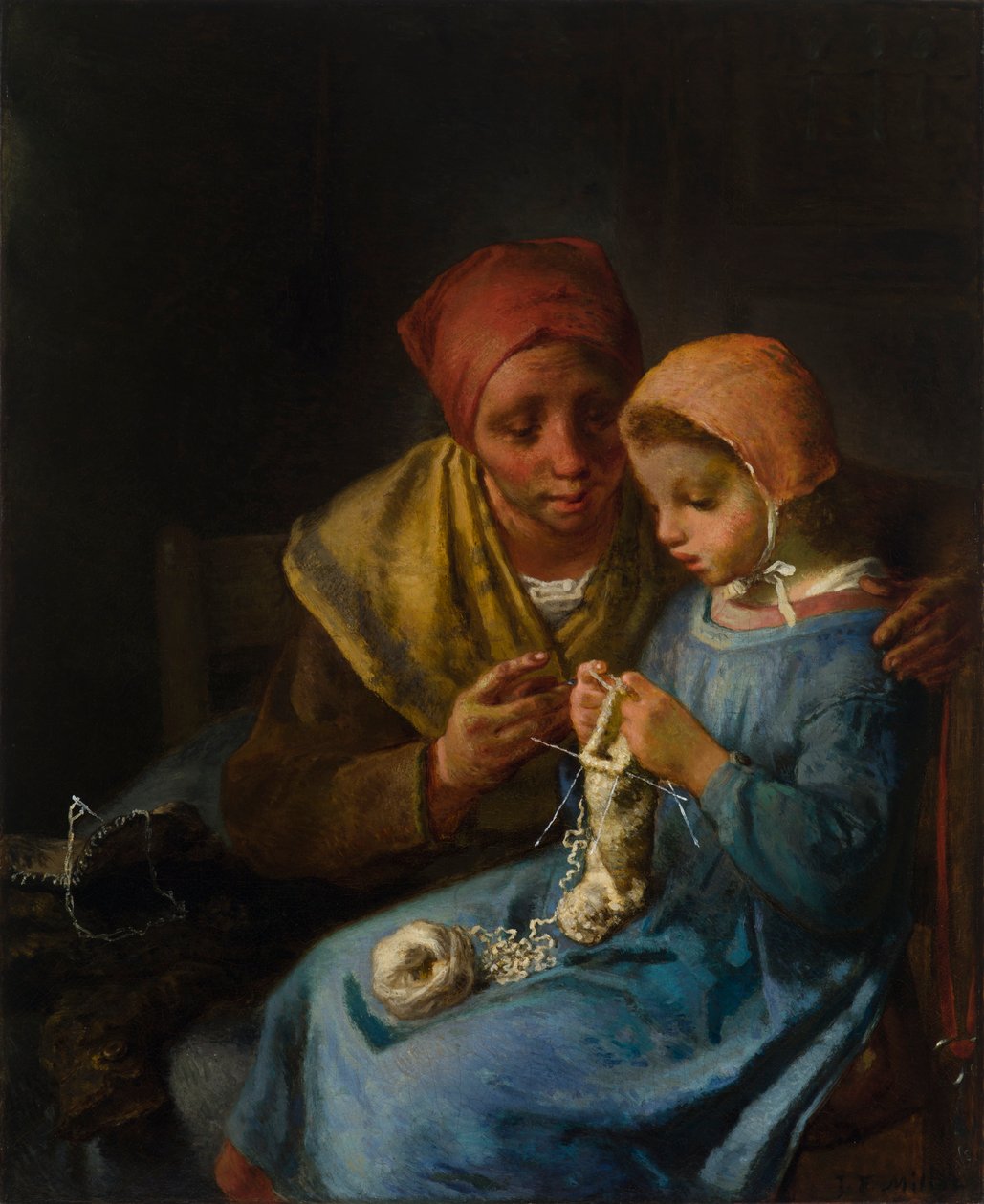 A lição de tricô de Jean Francois Millet