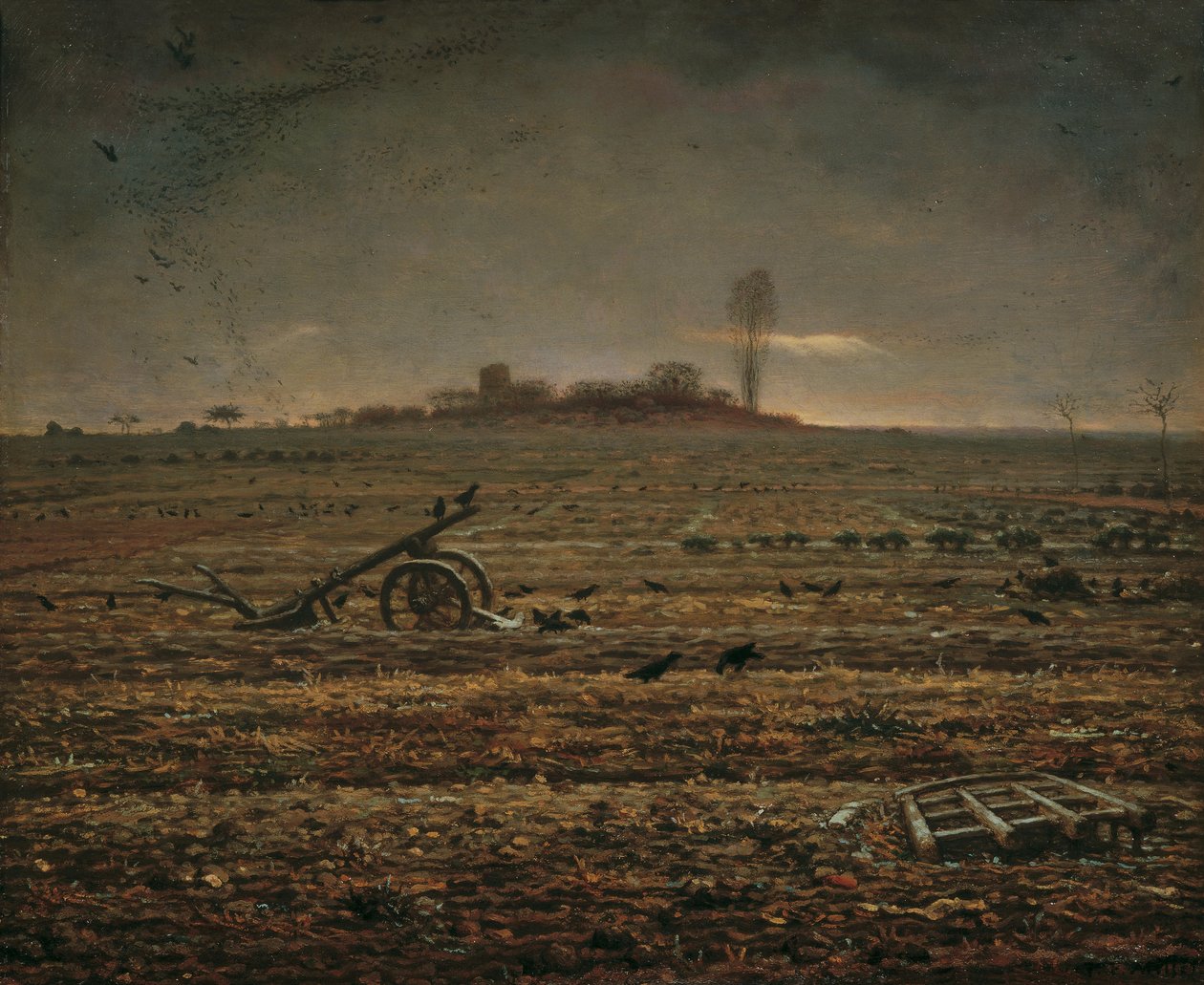 A planície de Chailly com Harrow e Plough, 1862. de Jean Francois Millet