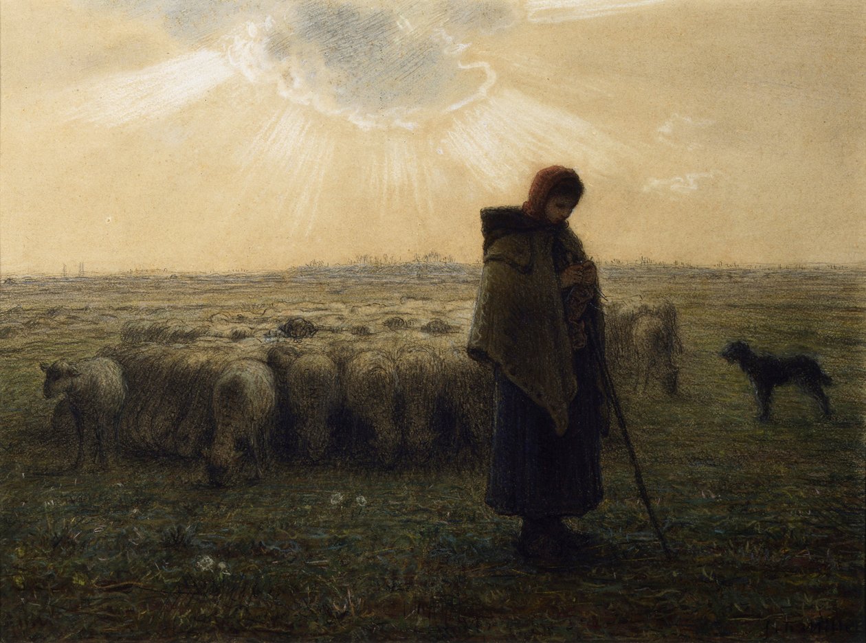 A pastora e seu rebanho, 1862-67 de Jean Francois Millet