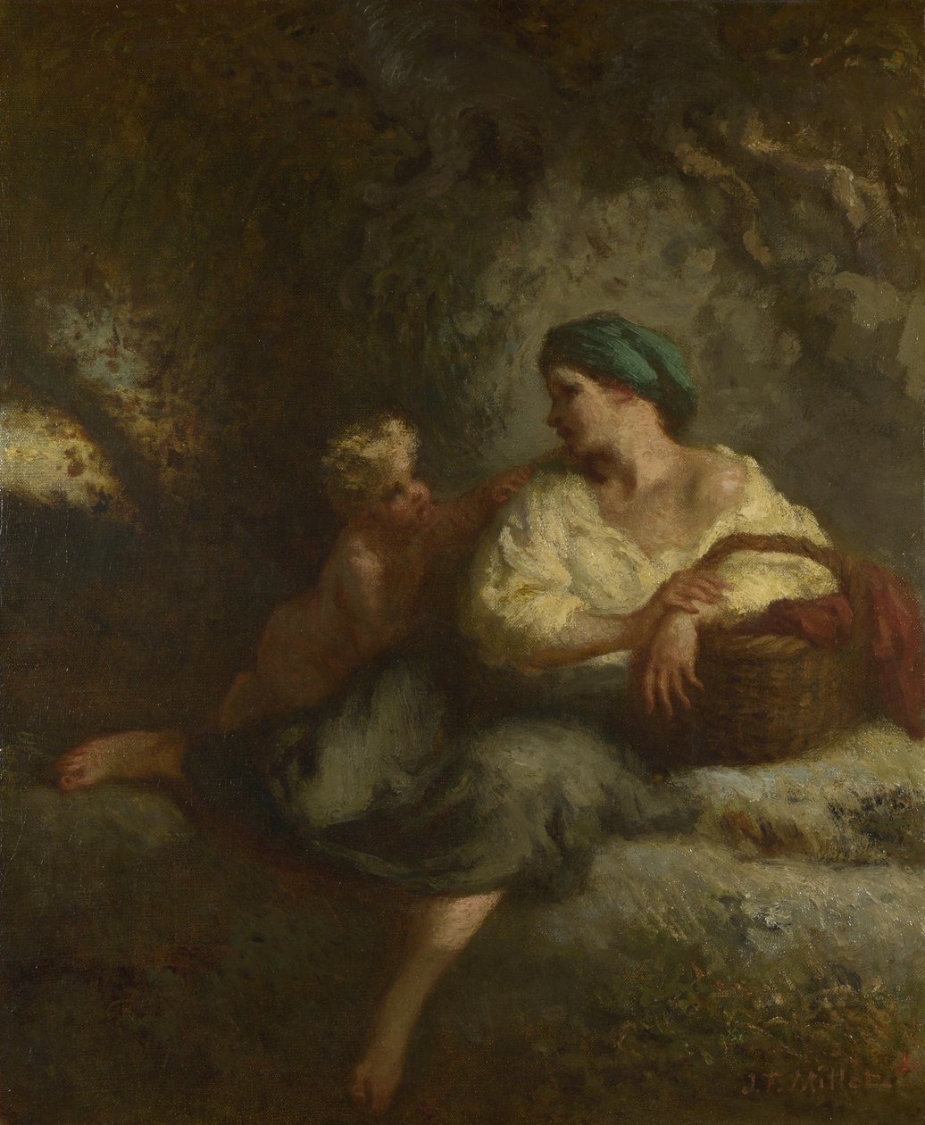 O Sussurro, c. 1846 de Jean Francois Millet