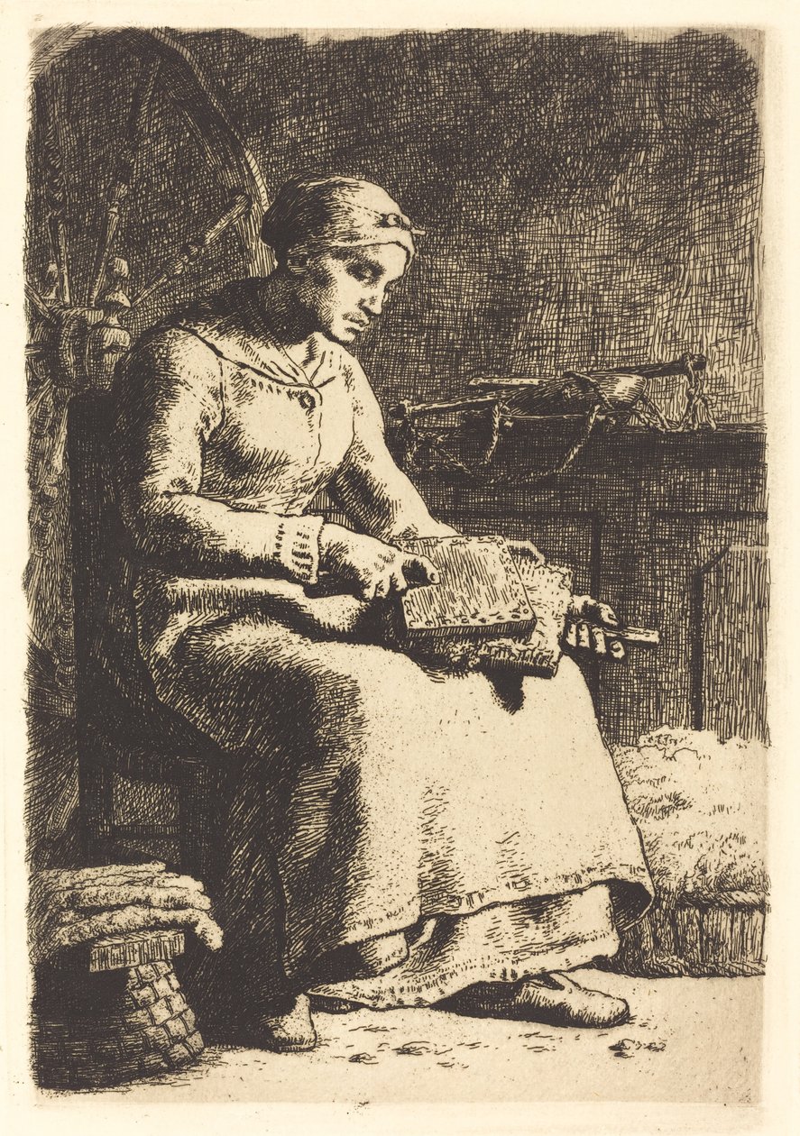 O cardador de lã (La cardeuse) de Jean-Francois Millet