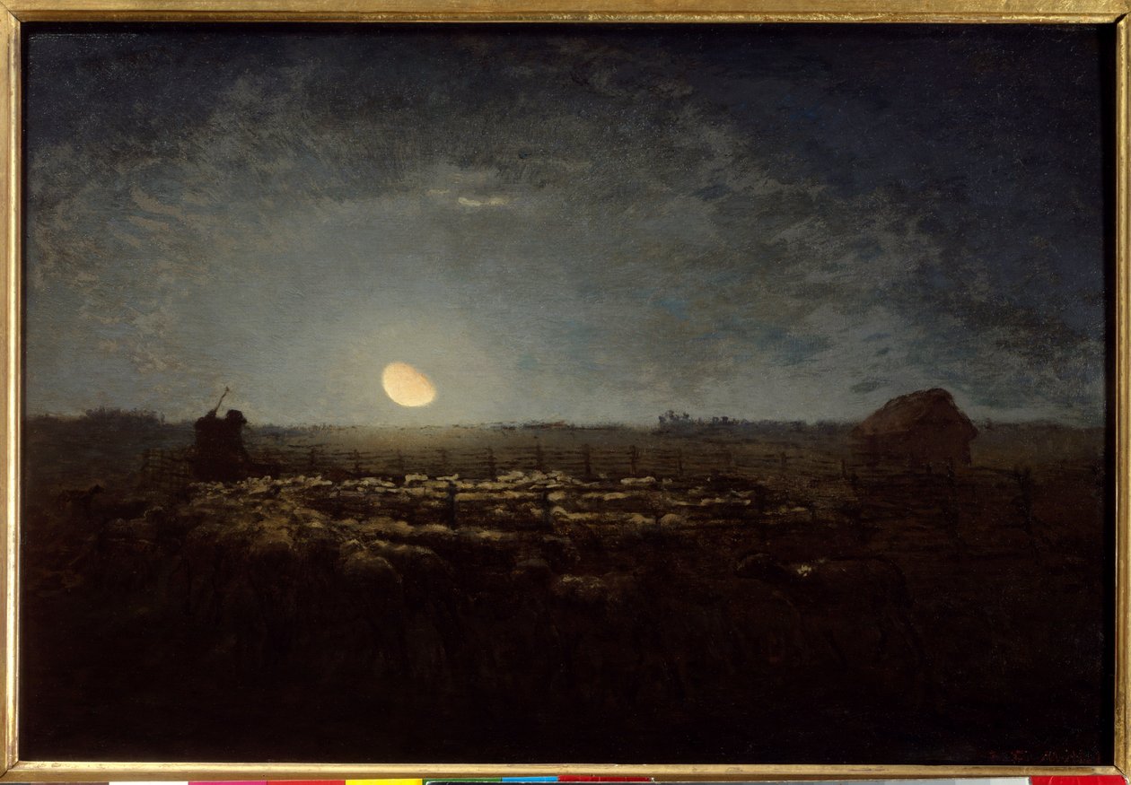 O parque de ovelhas, ao luar. Pintura de Jean Francois Millet (1814 - 1875) de Jean Francois Millet