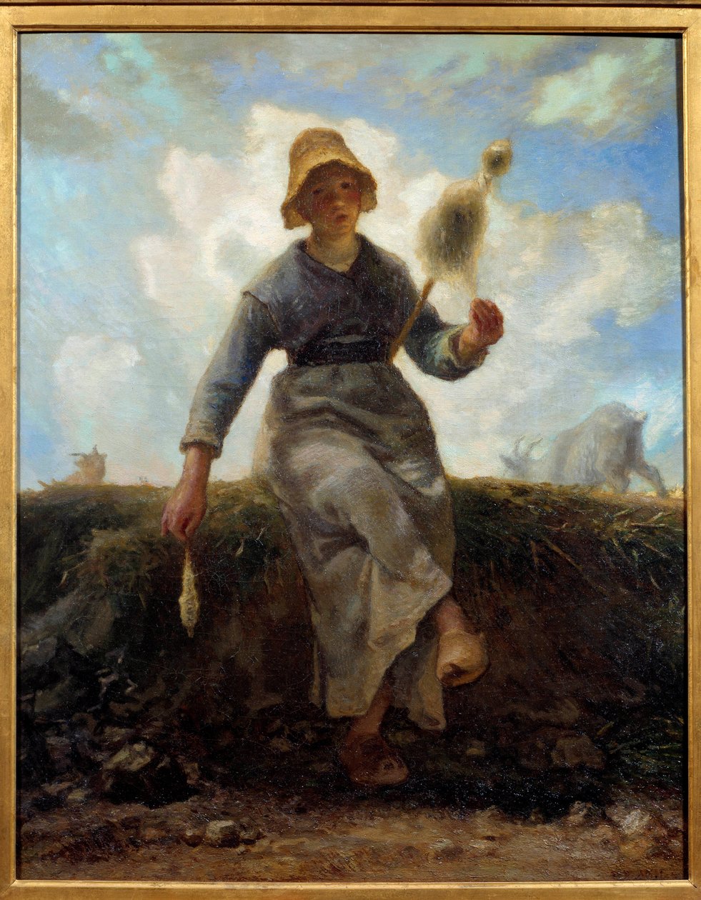 O fiador, auvergnate chevriere. Pintura de Jean Francois Millet (1814-1875) de Jean Francois Millet
