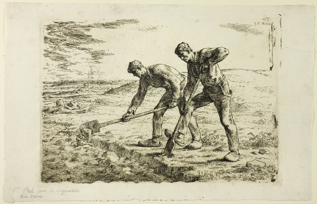 Dois homens cavando de Jean Francois Millet