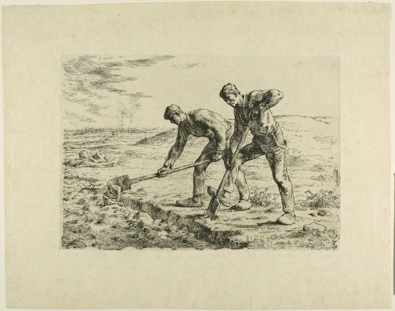 Dois homens cavando de Jean Francois Millet