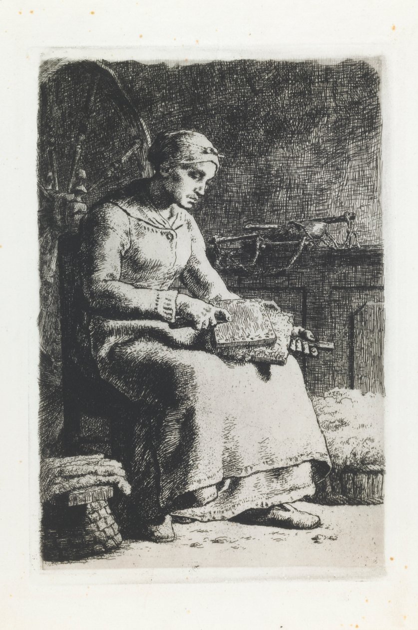 Mulher Cardando Lã de Jean Francois Millet
