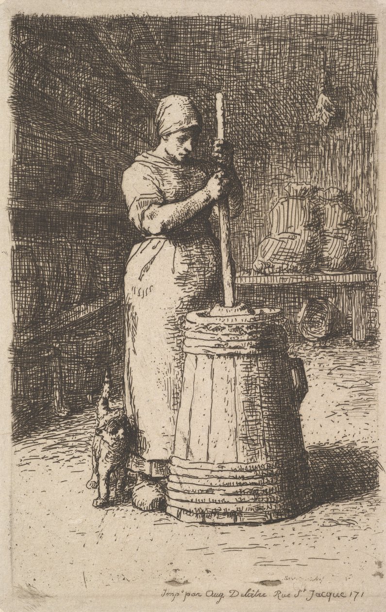 Manteiga de agitação da mulher, 1855-56 de Jean Francois Millet