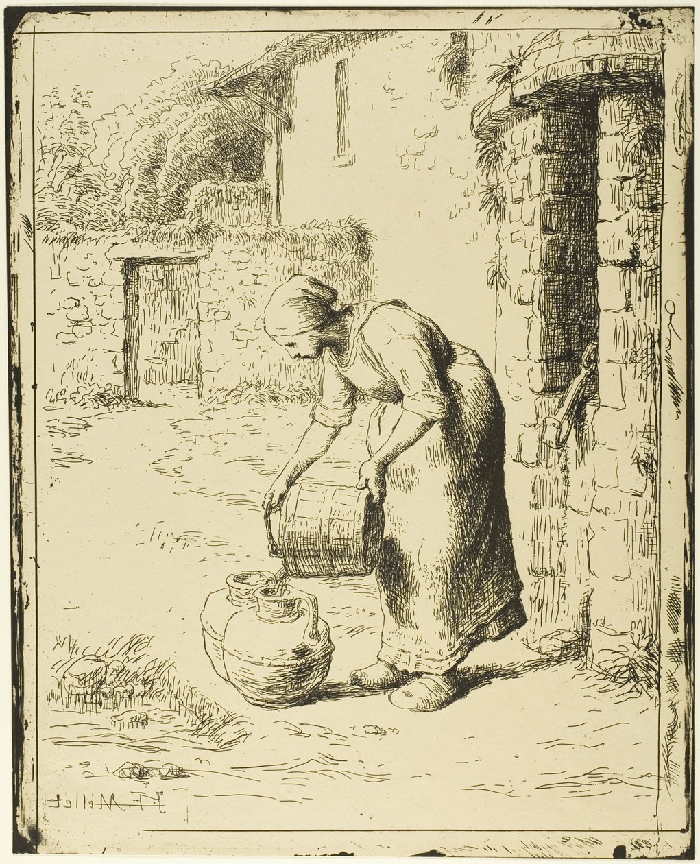 Mulher a esvaziar um balde de Jean Francois Millet