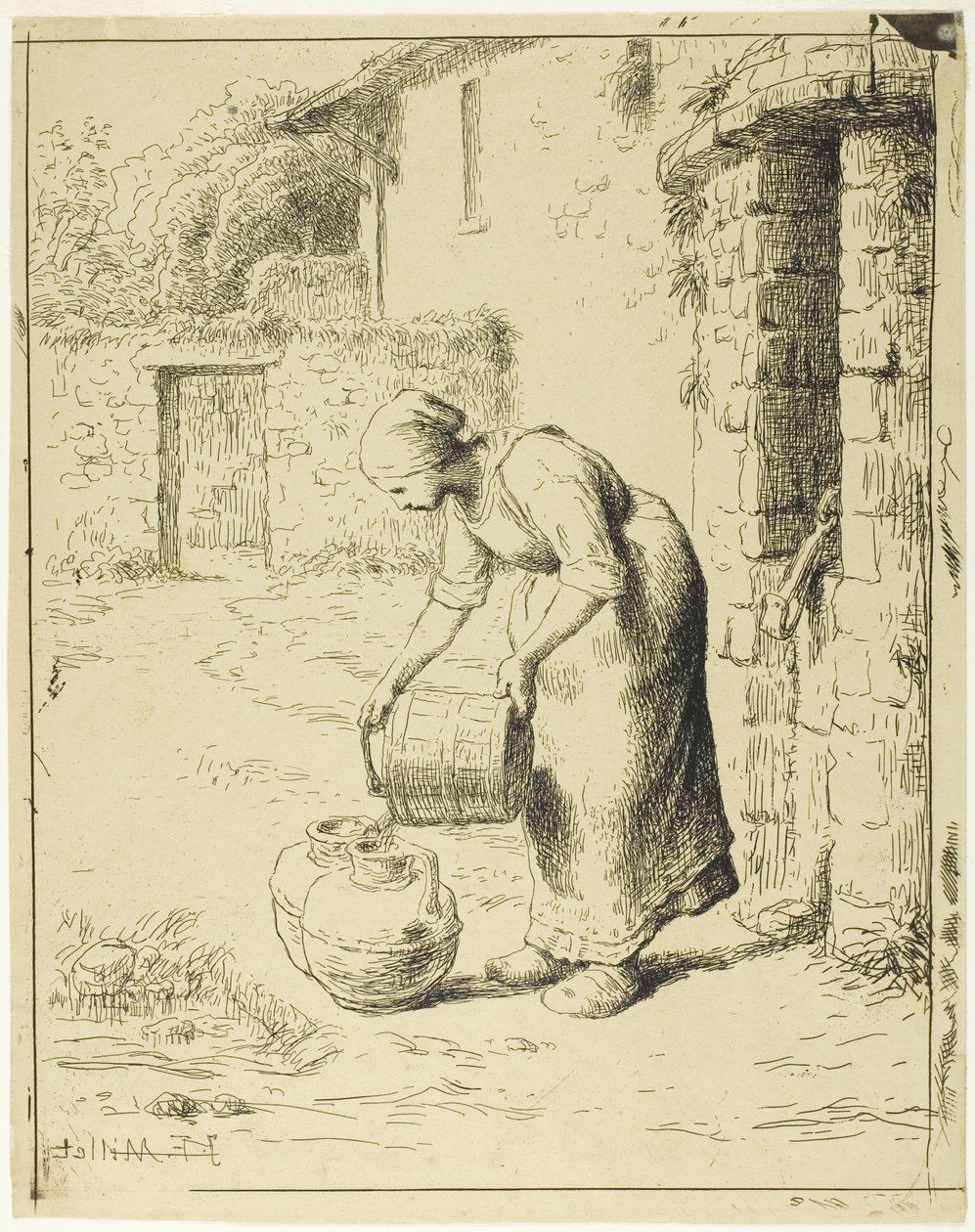 Mulher a esvaziar um balde de Jean Francois Millet