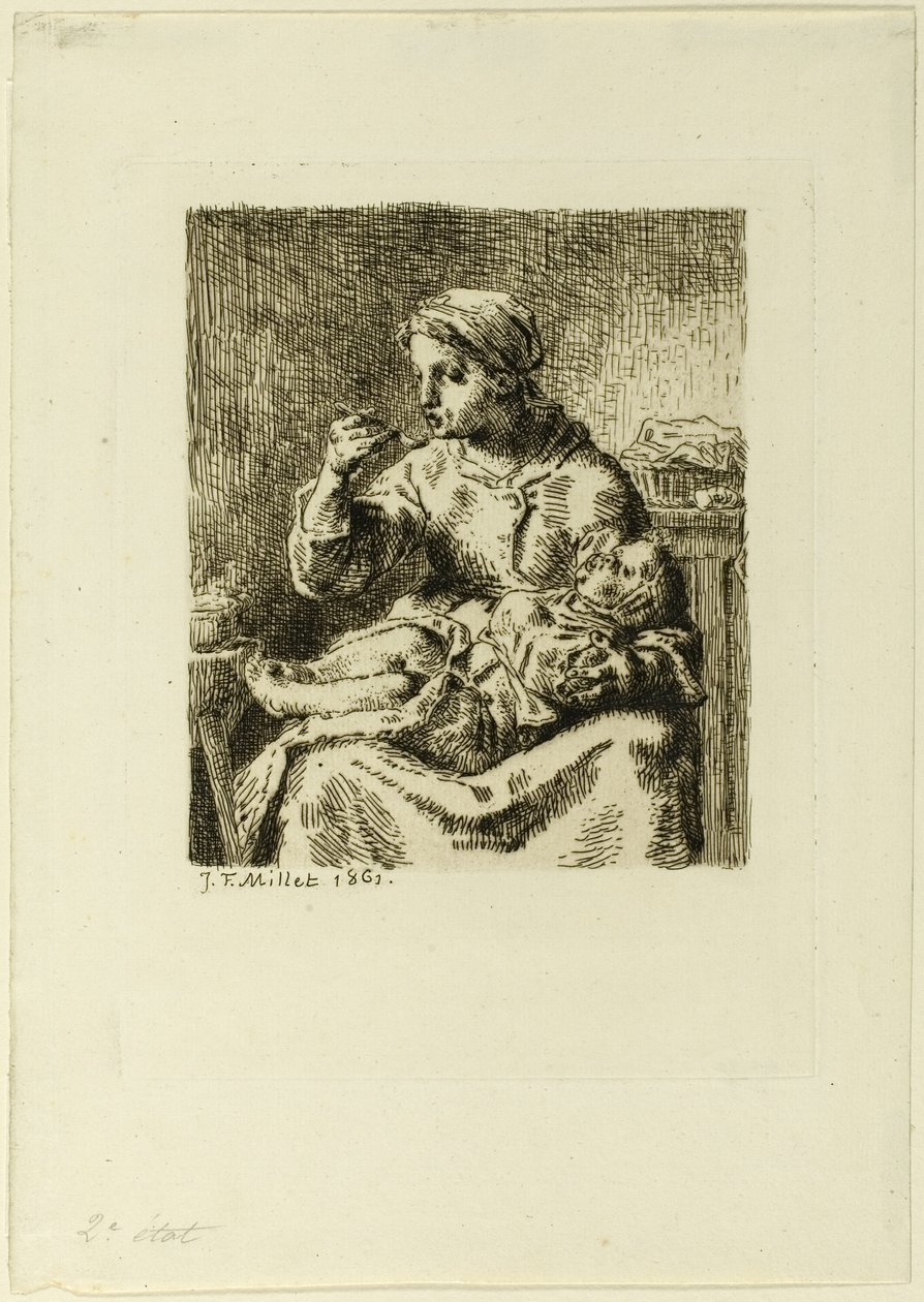 Mulher alimentando seu filho de Jean Francois Millet