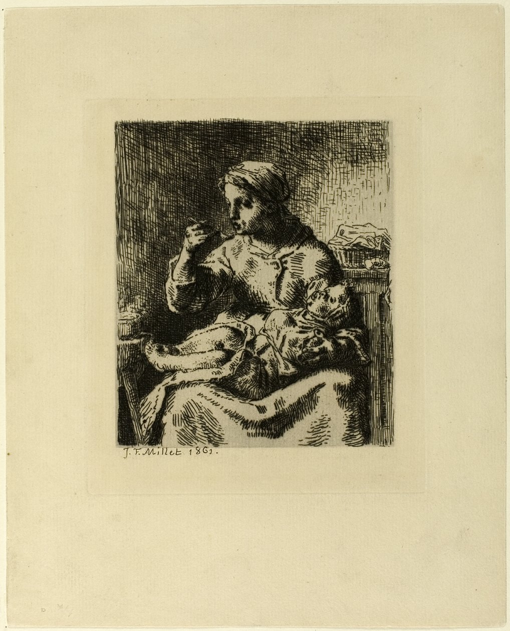 Mulher alimentando seu filho de Jean Francois Millet