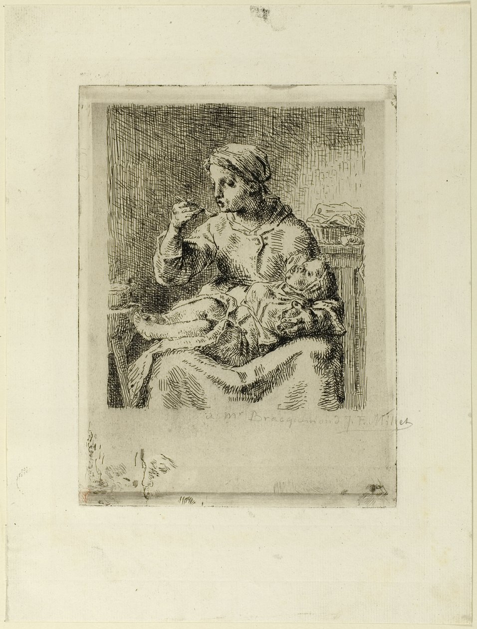 Mulher alimentando seu filho de Jean Francois Millet