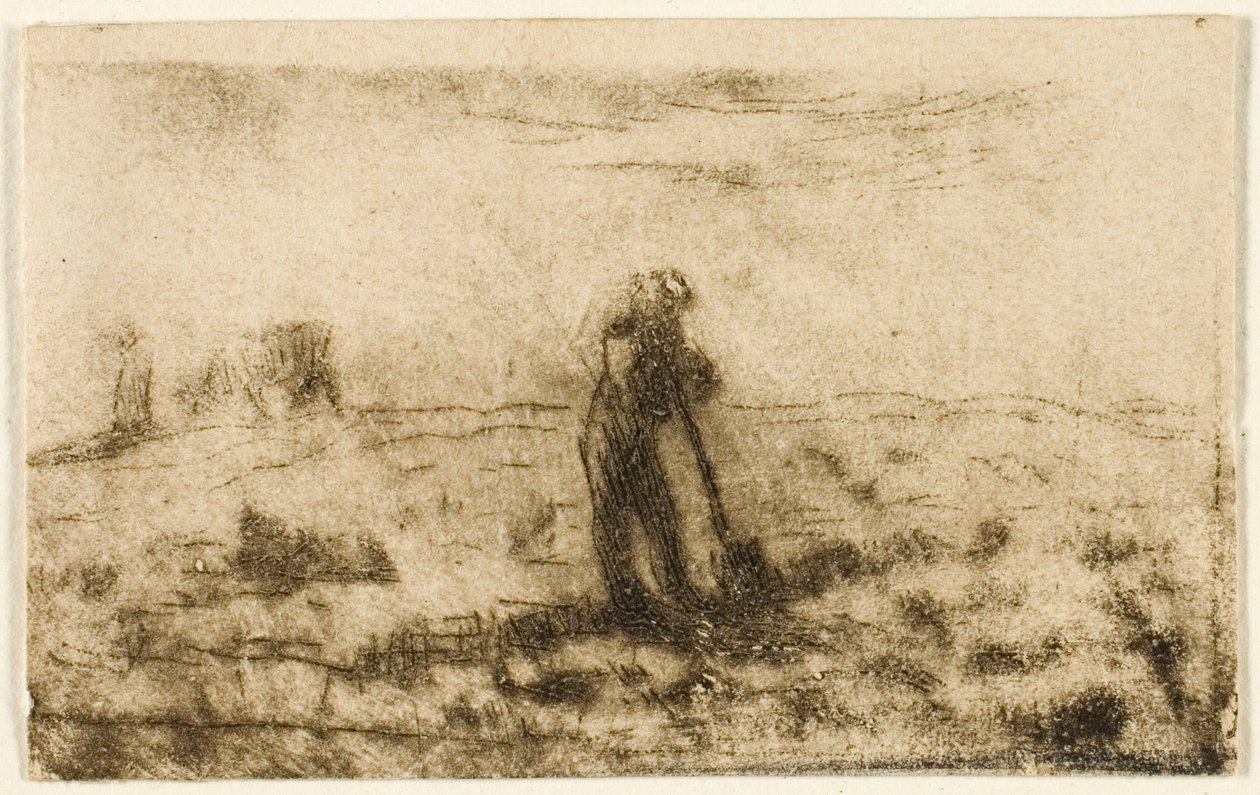 Mulher pendurando roupas de Jean Francois Millet