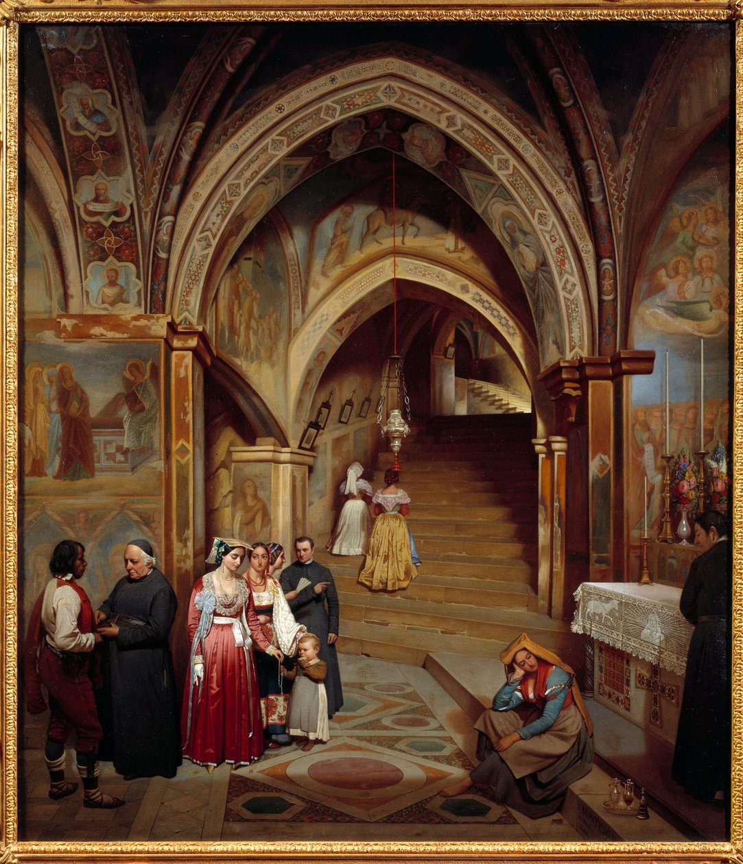 Vista da igreja do mosteiro beneditino de San Subiaco Pintura de Jean Francois Montessuy (1804-1876) de Jean Francois Montessuy