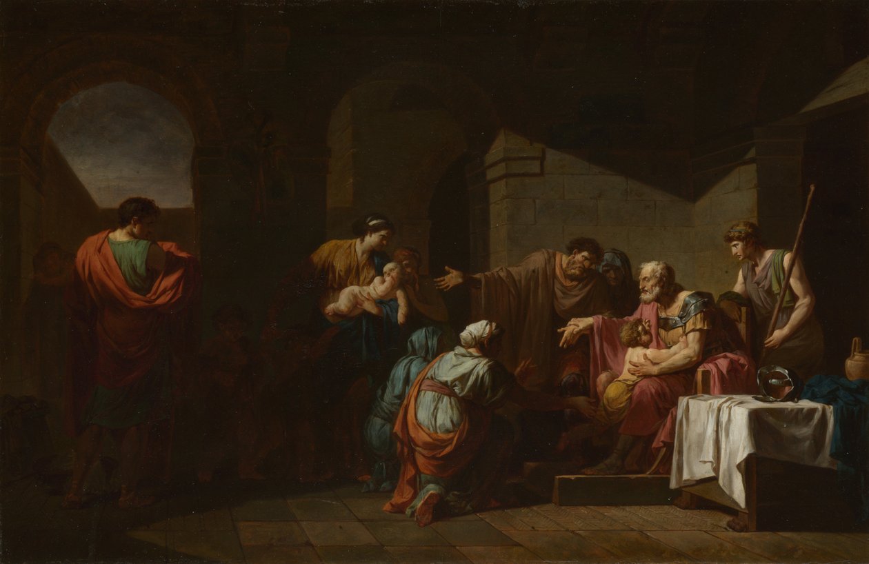 Belisarius recebendo hospitalidade de um camponês, 1779 de Jean François Pierre Peyron