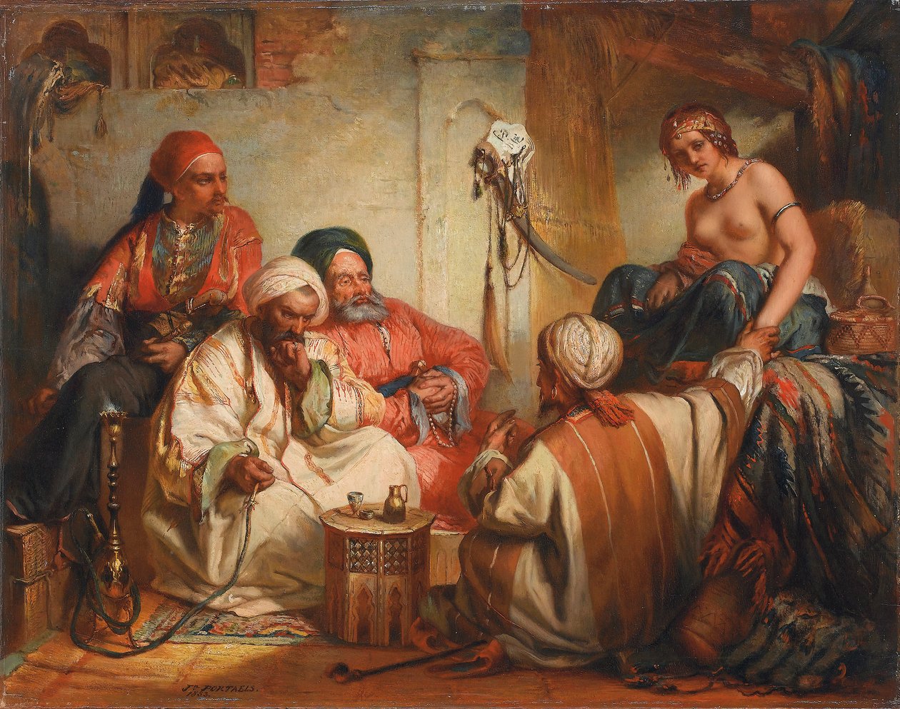 O mercado de escravos, 1853 de Jean Francois Portaels