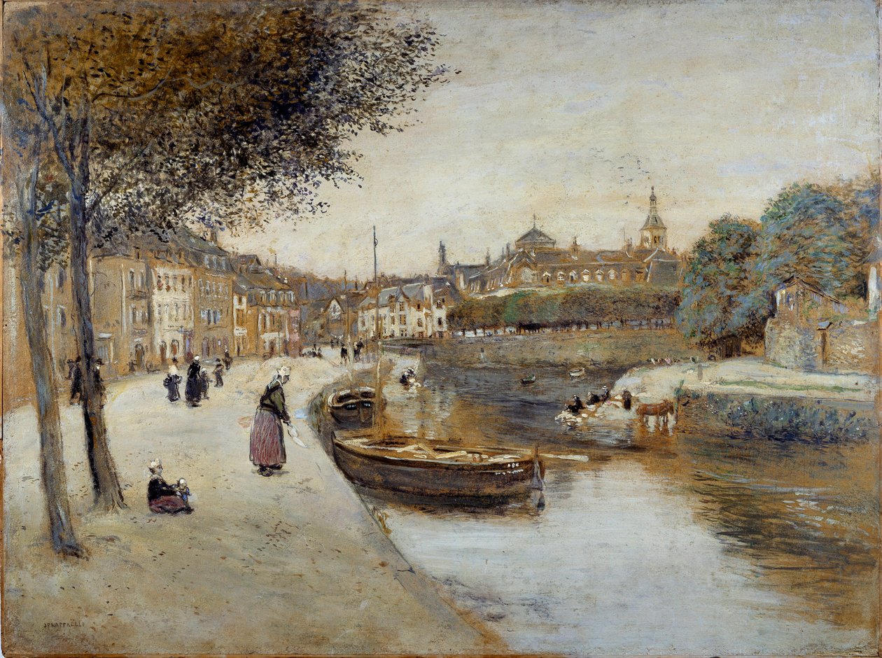 Um Canal em Quimperle Pintura de Jean Francois Raffaelli (1850-1924), século XX. Museu Le Havre des Beaux Arts de Jean Francois Raffaelli