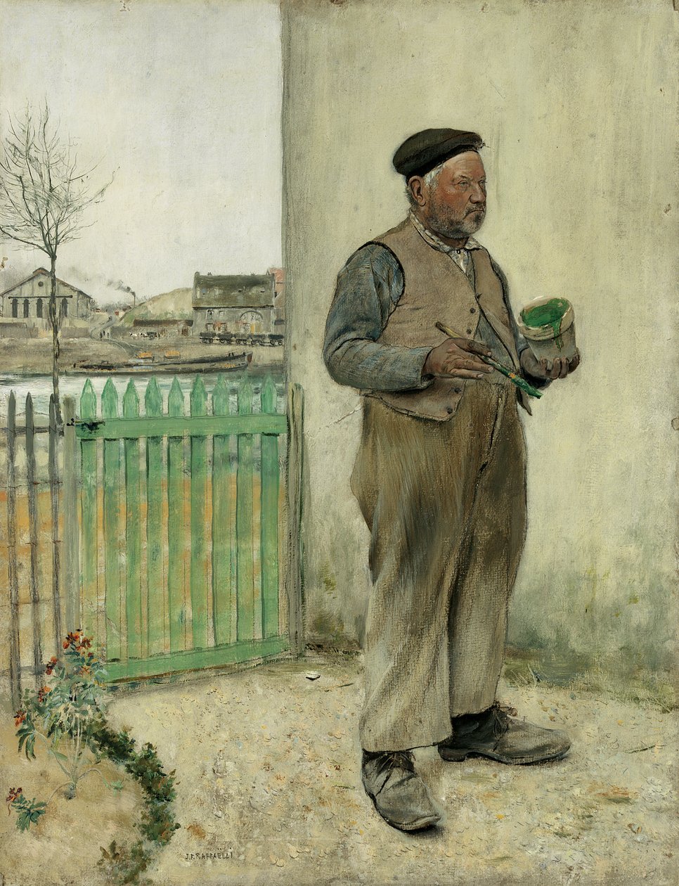 Homem que acabou de pintar sua cerca de Jean Francois Raffaelli