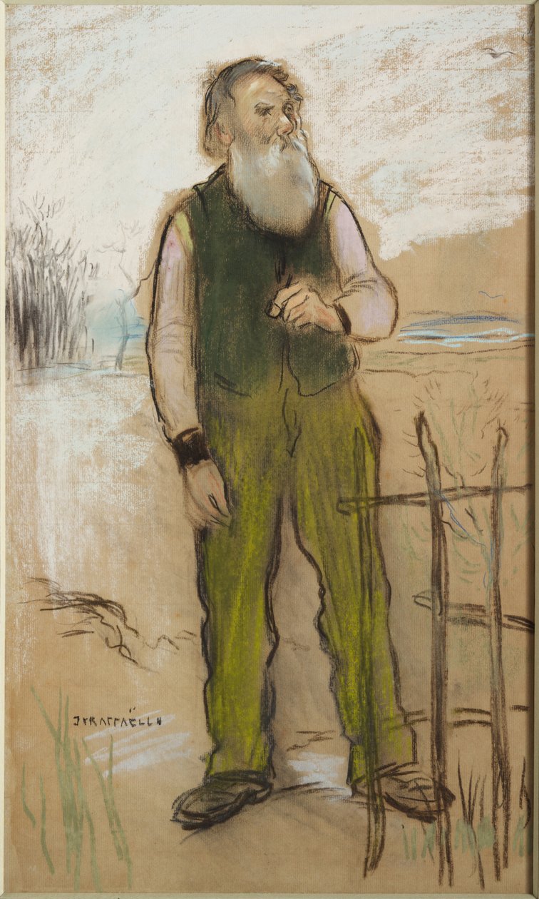 Homem na periferia da cidade, c.1885 (giz preto e pastel sobre papel) de Jean Francois Raffaelli