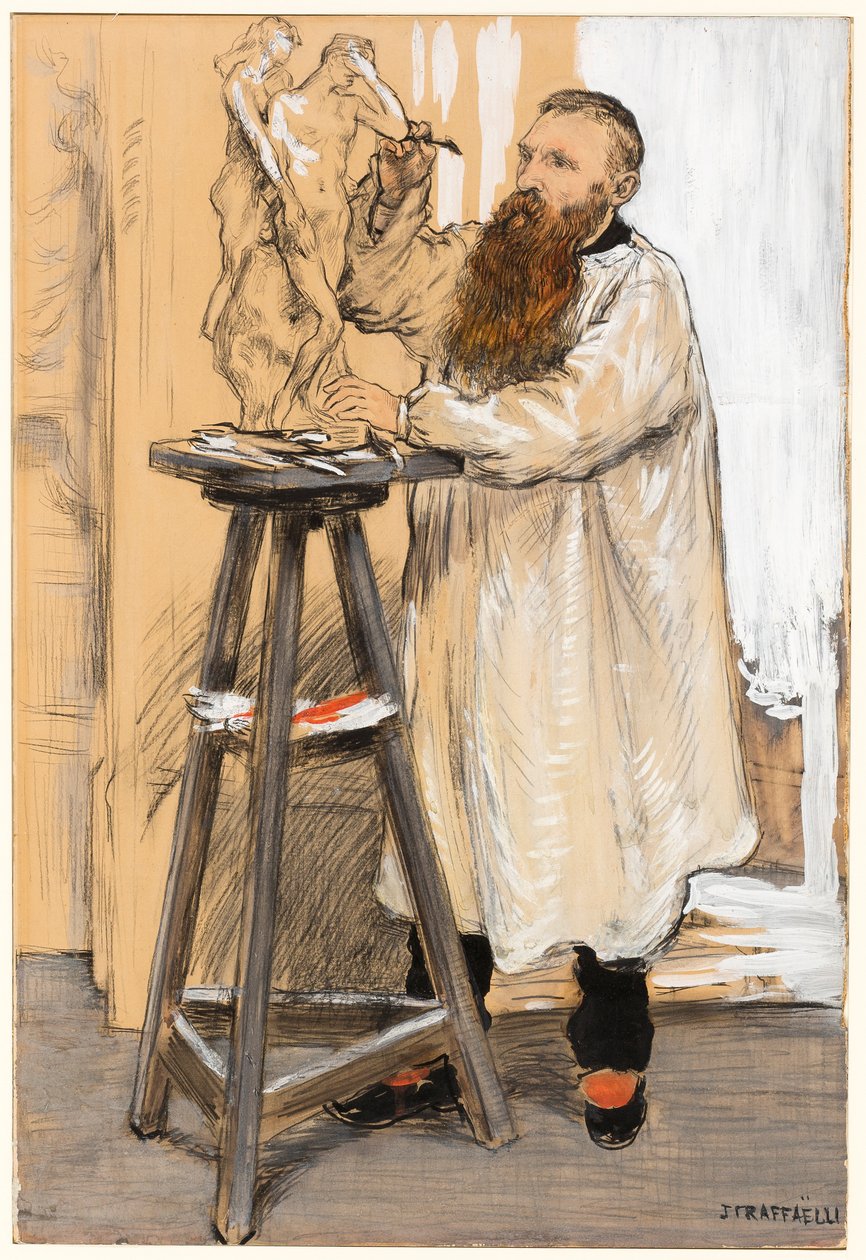 Retrato do escultor Auguste Rodin no seu estúdio de Jean Francois Raffaelli