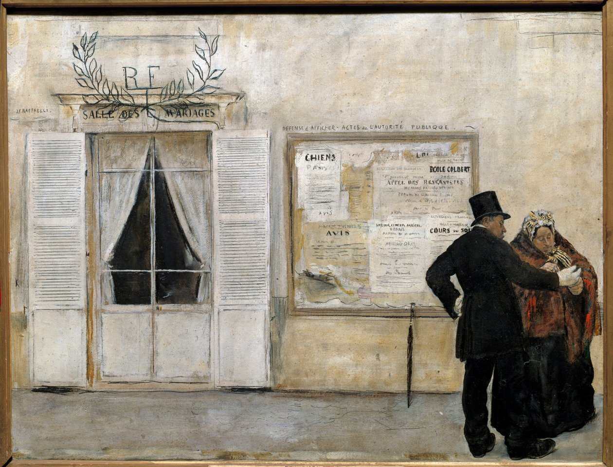 Os convites à espera do casamento Pintura de Jean Francois Raffaelli (1850-1924), antes de 1884, Sun. 0,525x0,685 m, Paris, Musee d