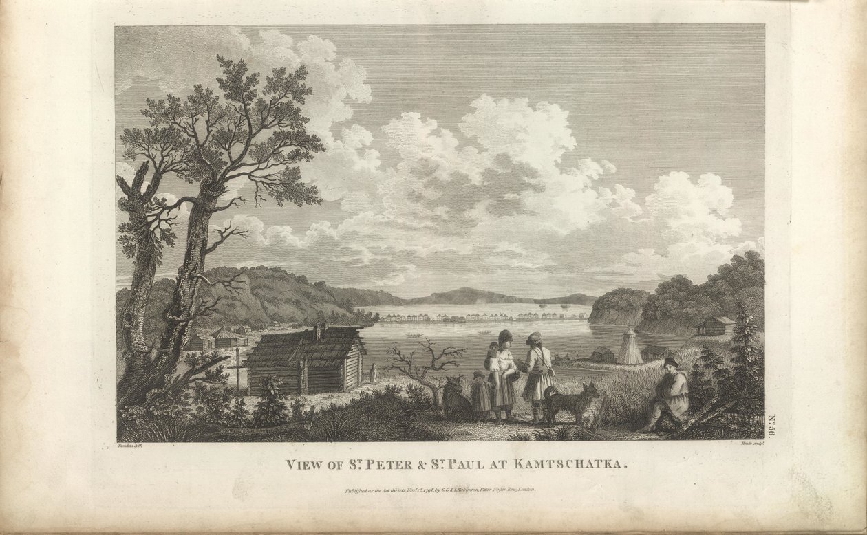 Vista do porto de Petropavlovsk, década de 1780. de Jean Francois de Galaup La Perouse