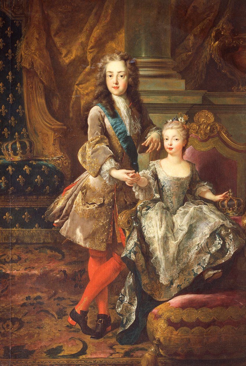 Retrato de Luís XV de França (Versalhes 1710-1774) com Mariana Victoria de Espanha, Infanta de Espanha (Madrid de Jean François de Troy