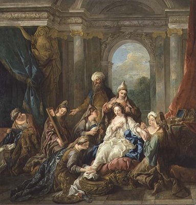 A casa de banho de Esther de Jean François de Troy