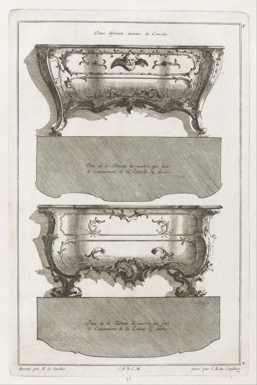 Livro de design diferente do Comodes de Jean François Cuvilliés