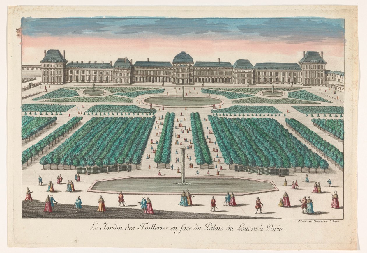 Vista do Jardin des Tuileries em Paris vista para o Palais du Louvre
Le Jardin des Tuilleries en face du Palais du Louvre à Paris (título sobre o objecto) de Jean François Daumont