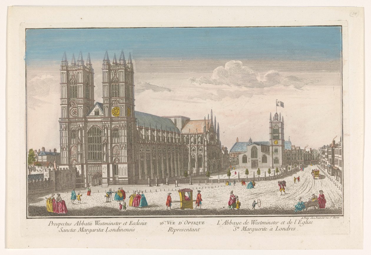 Vista da Abadia de Westminster e da Igreja de Santa Margarida em Londres 26º. Representante da Vüe d